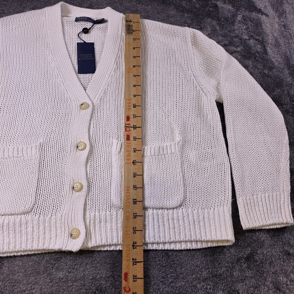 Polo Ralph Lauren Linen Blend Cardigan Womens M Bright White - Picture 5 of 9